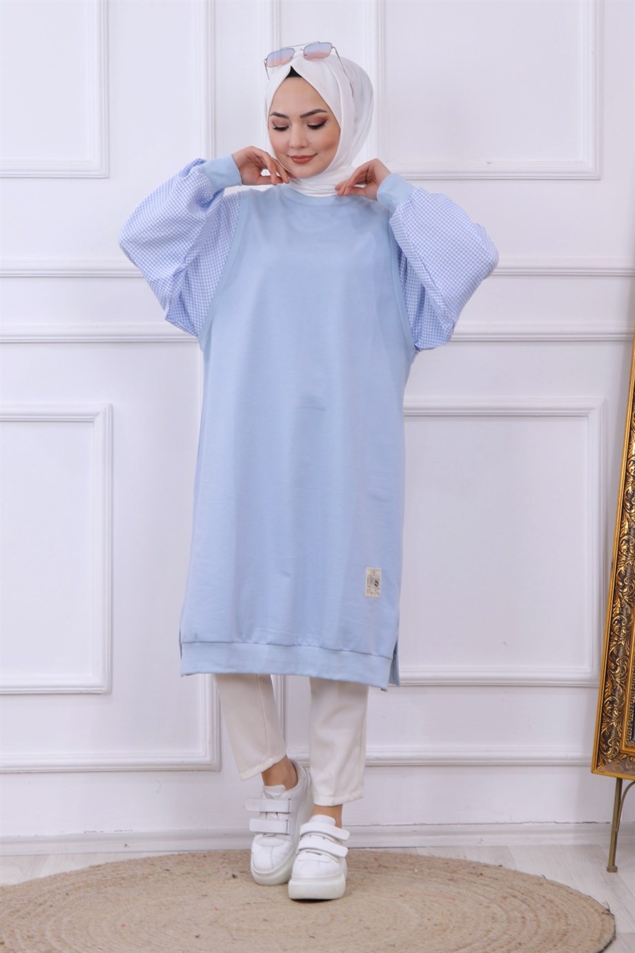KOLLARI KARELİ SWEAT BEBE MAVİSİ