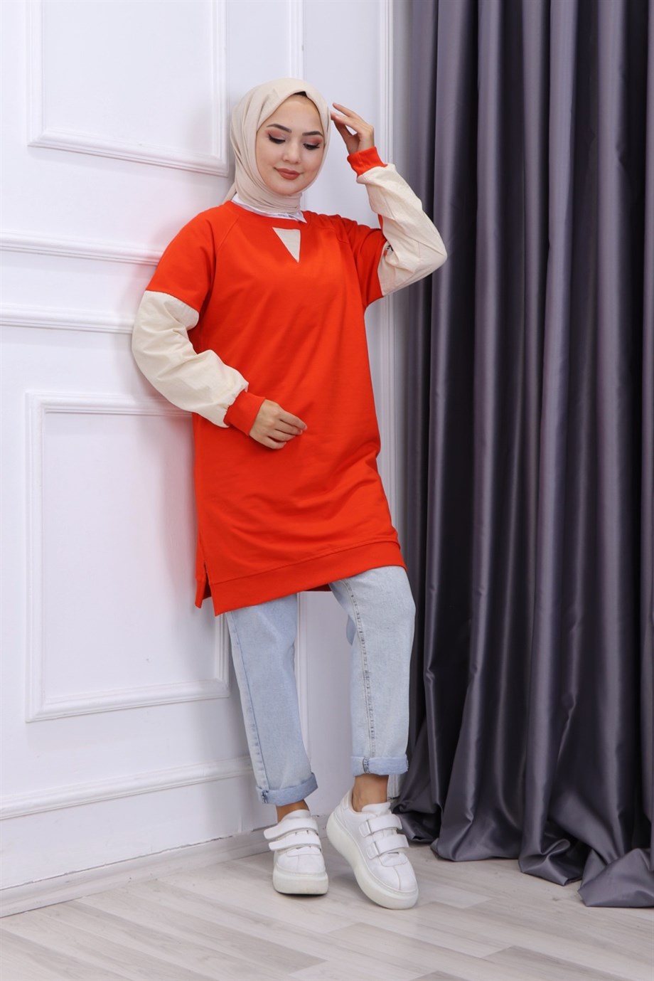 KOLU FERMUARLI SWEAT TURUNCU