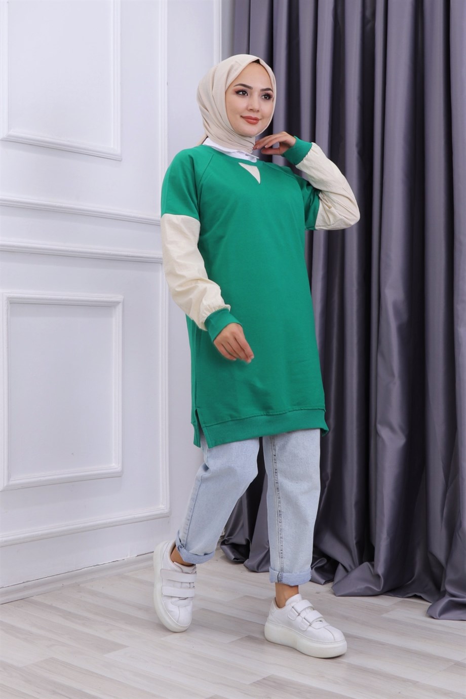 KOLU FERMUARLI SWEAT YEŞİL