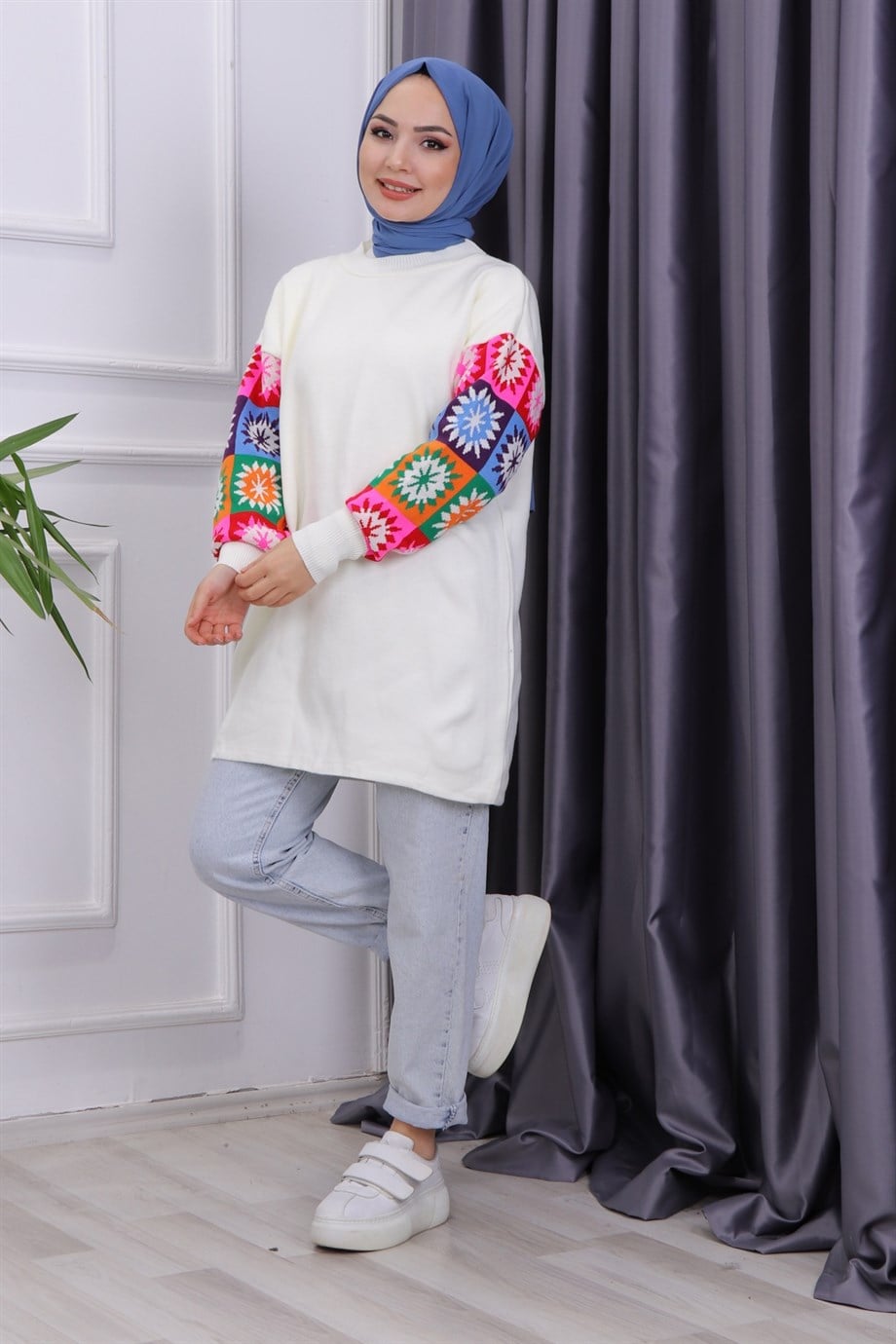 KOLU KİLİM DESEN TUNİK