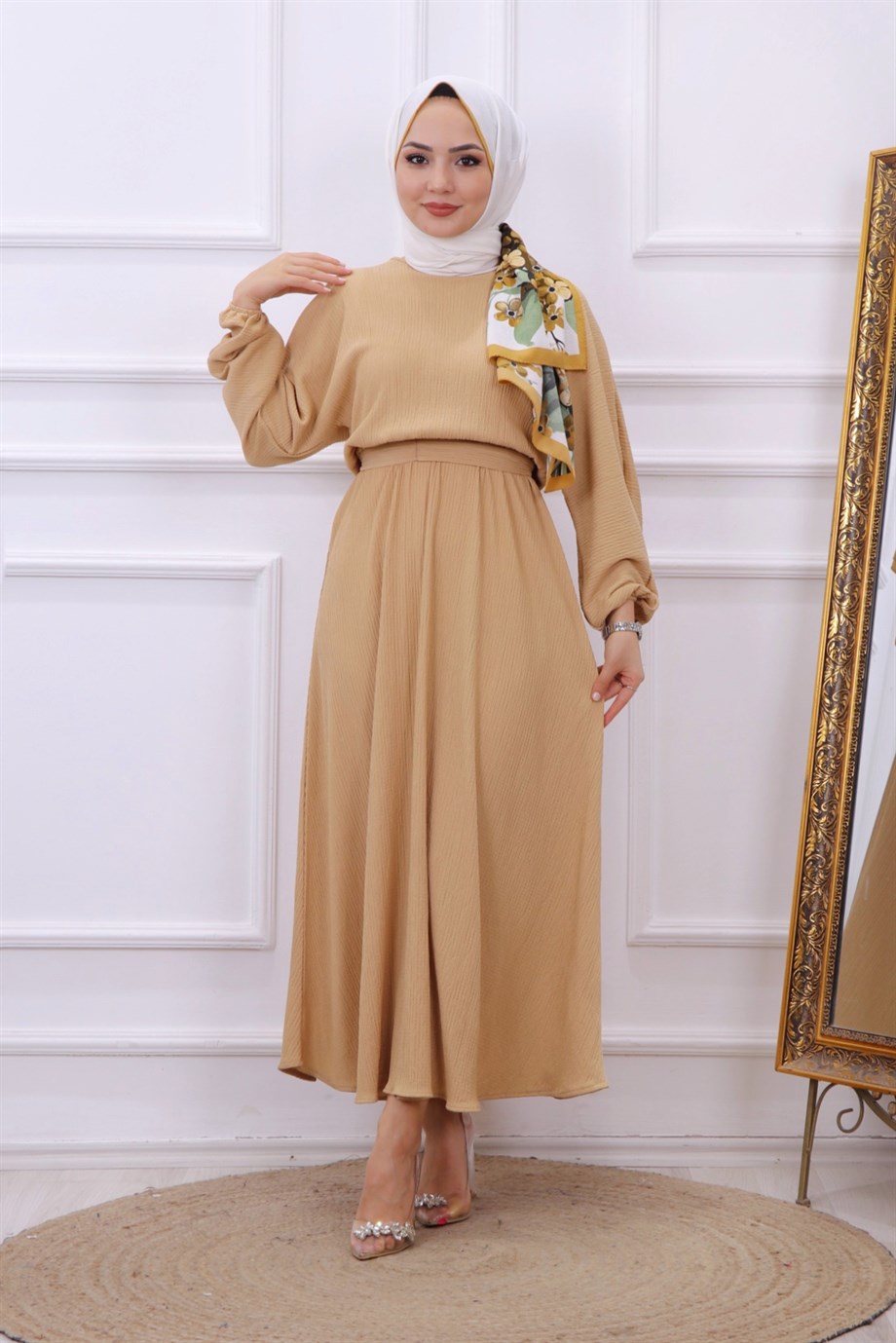 KUŞAKLI ELBİSE KREM
