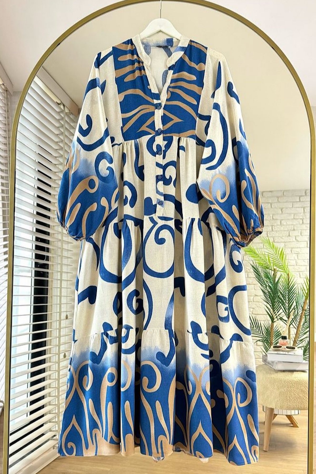 Lavinya viskon Elbise Mavi