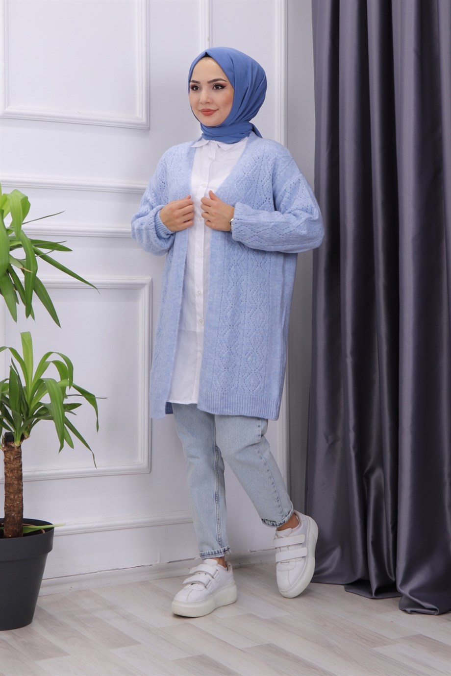 LAZER KESİM HIRKA BEBE MAVİSİ