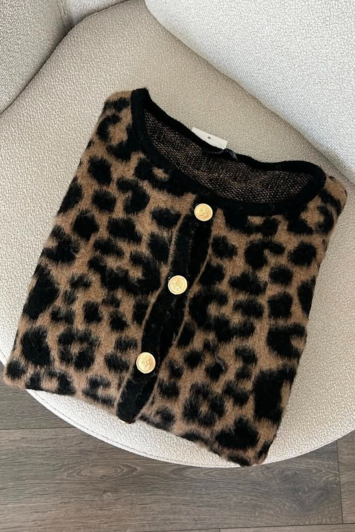 Leopar yün hırka 