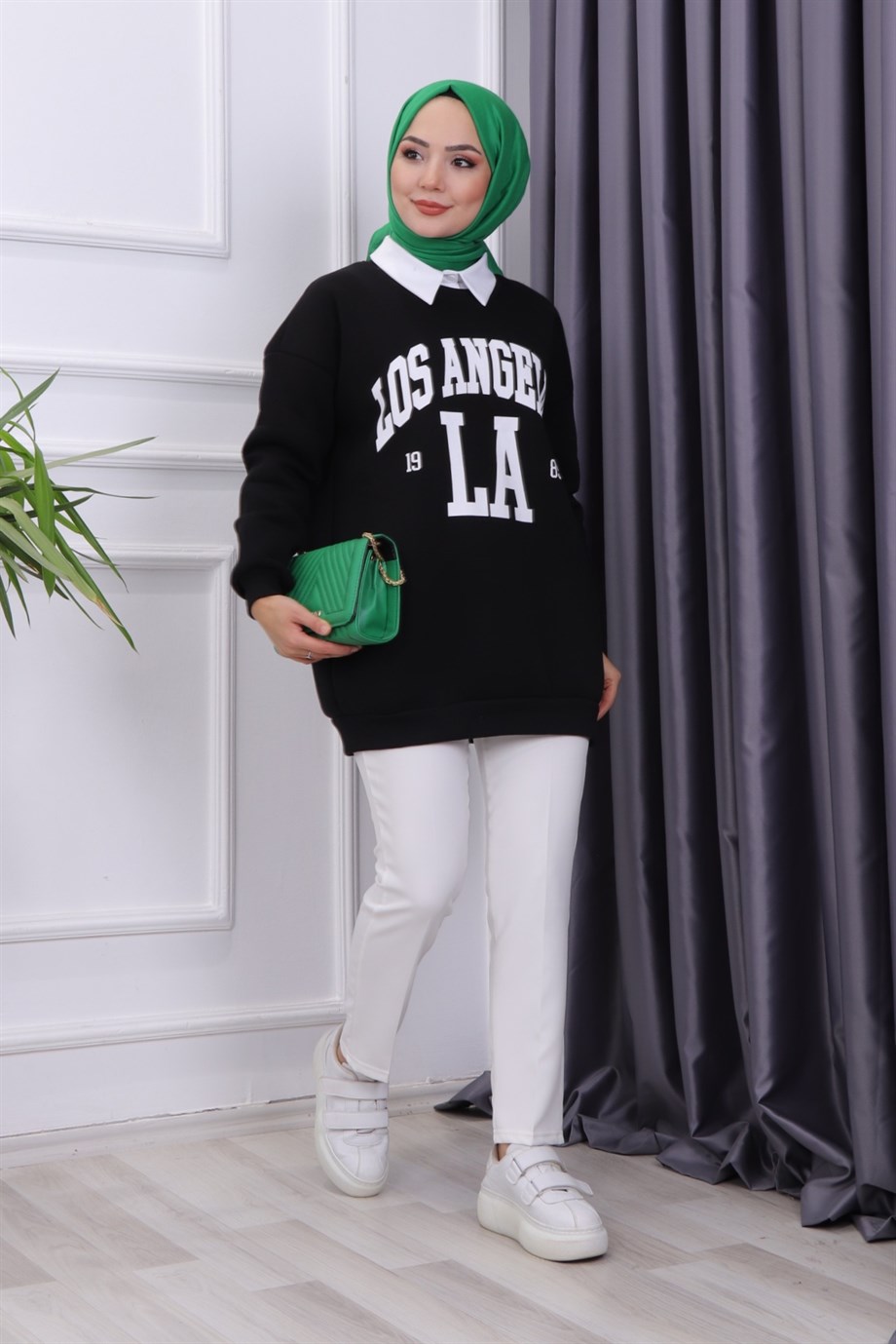 LOS ANGELES ÜÇ İPLİK SWEAT SİYAH