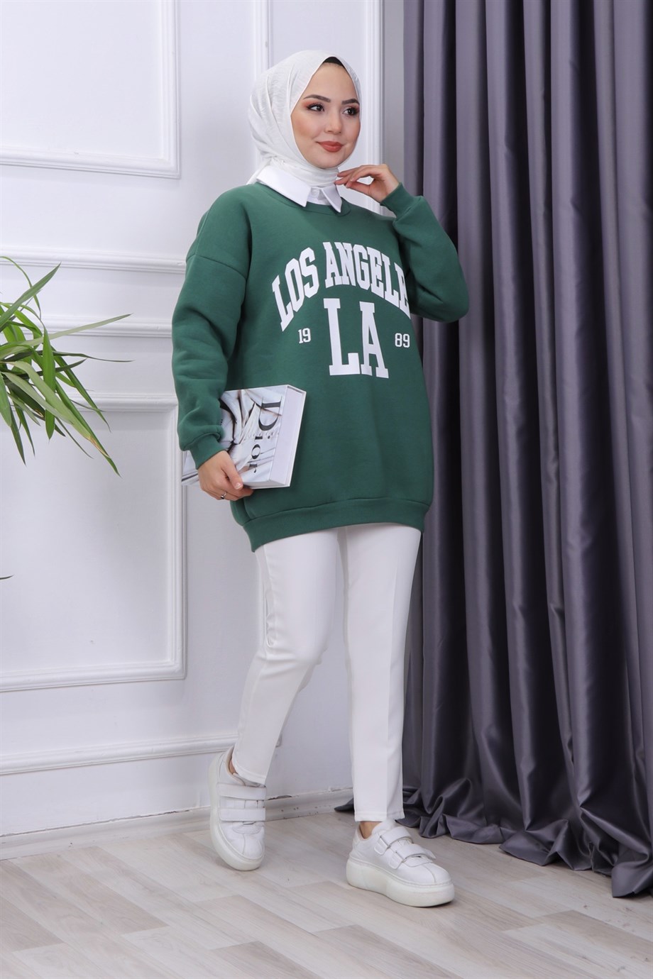 LOS ANGELES ÜÇ İPLİK SWEAT YEŞİL