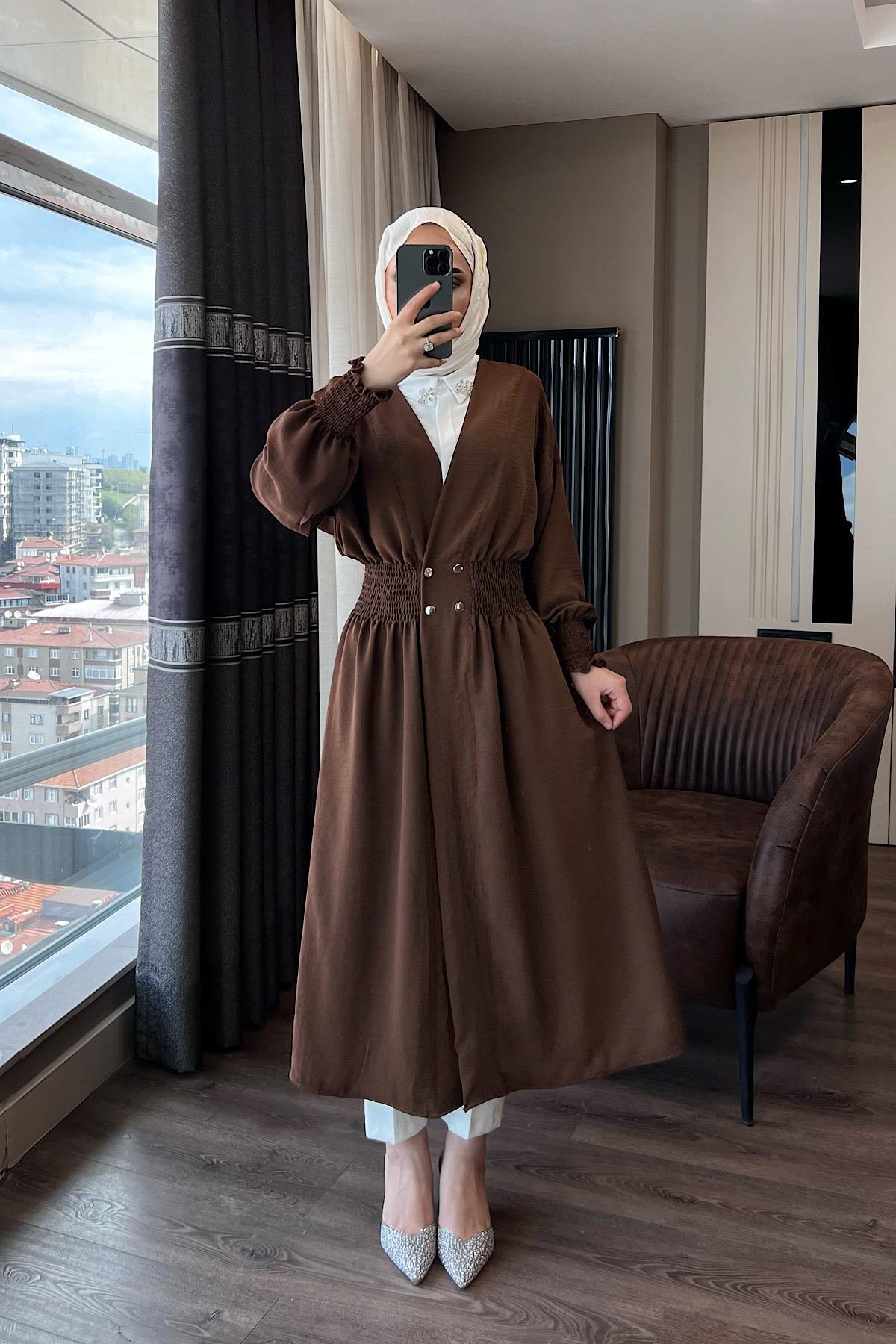 Önü Çıtçıtlı Kap Kahverengi 