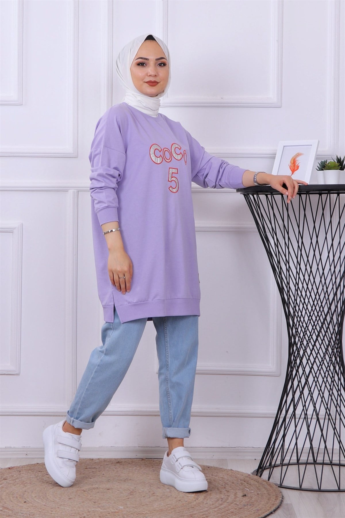 ÖNÜ COCO YAZILI SWEAT LİLA