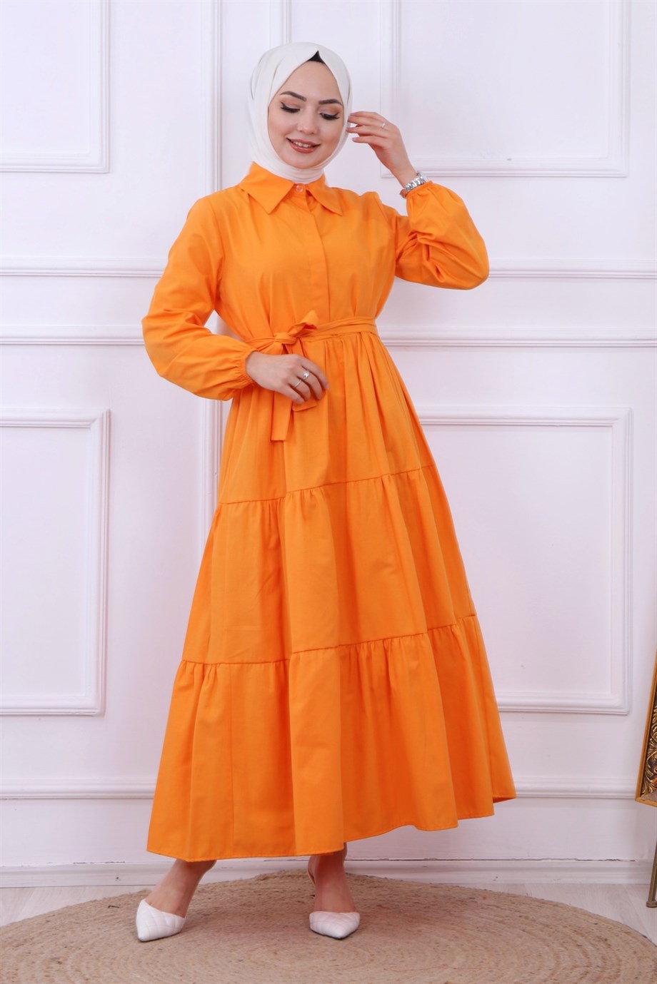 ÖNÜ PATLI ELBİSE TURUNCU