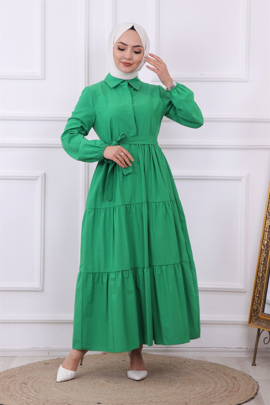 ÖNÜ PATLI ELBİSE YEŞİL