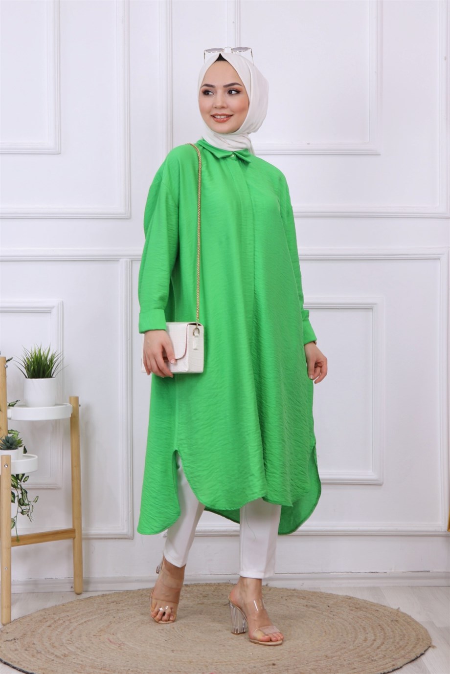 OVAL KESİM TUNİK YEŞİL