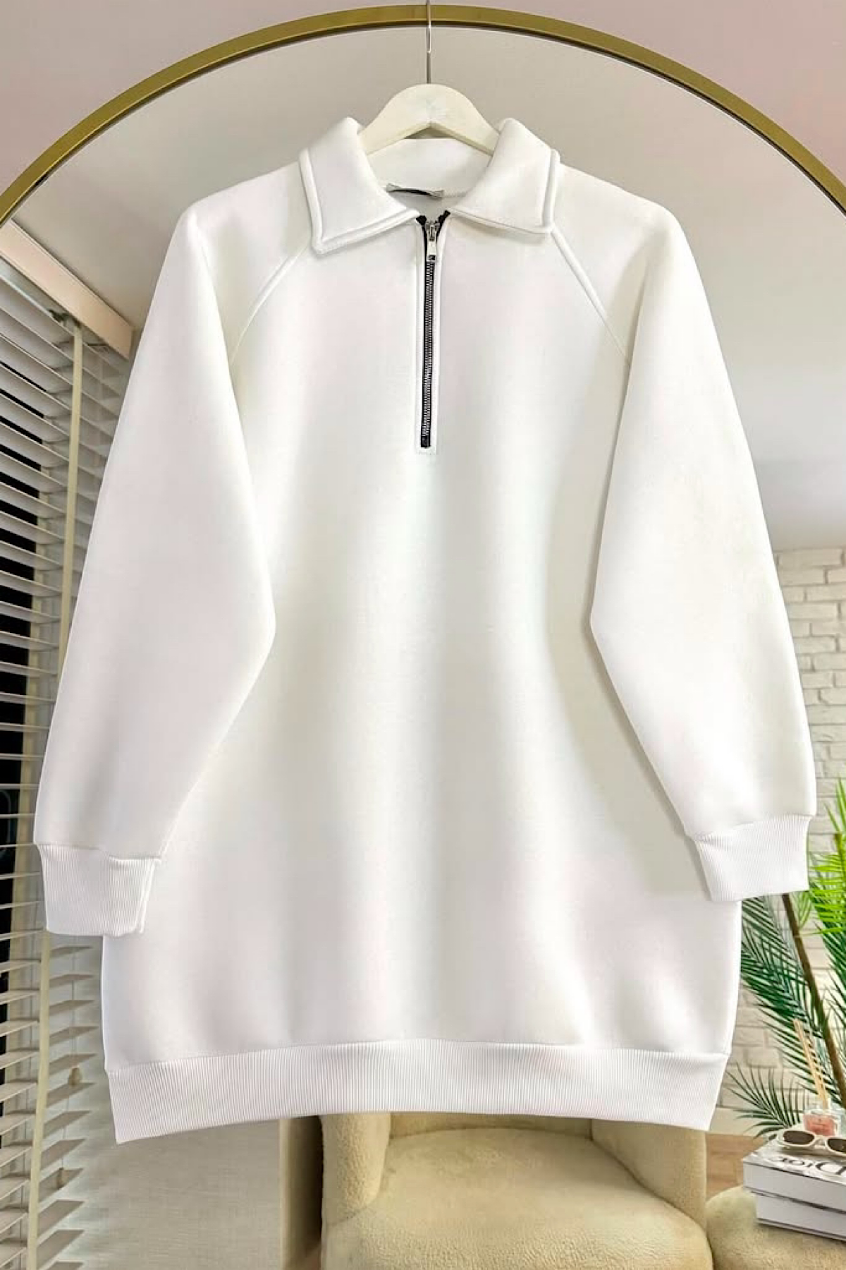 Reglan kol Beyaz sweat 