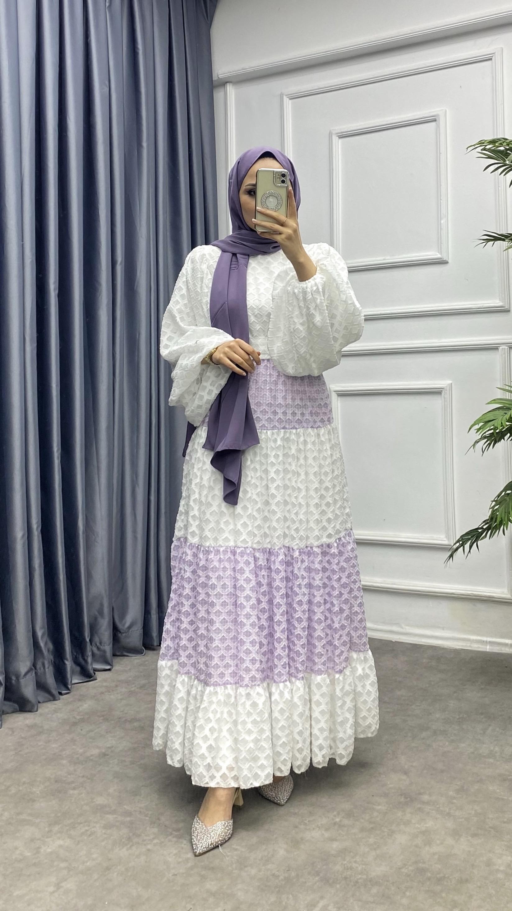 Renk geçişli elbise mor 