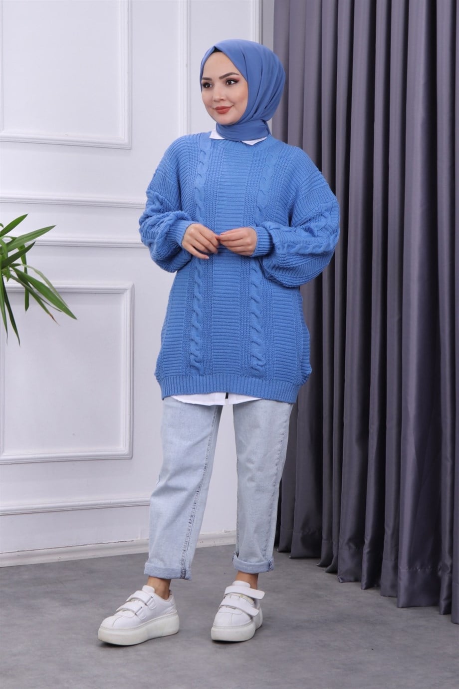 SAÇ ÖRGÜLÜ TUNİK İNDİGO