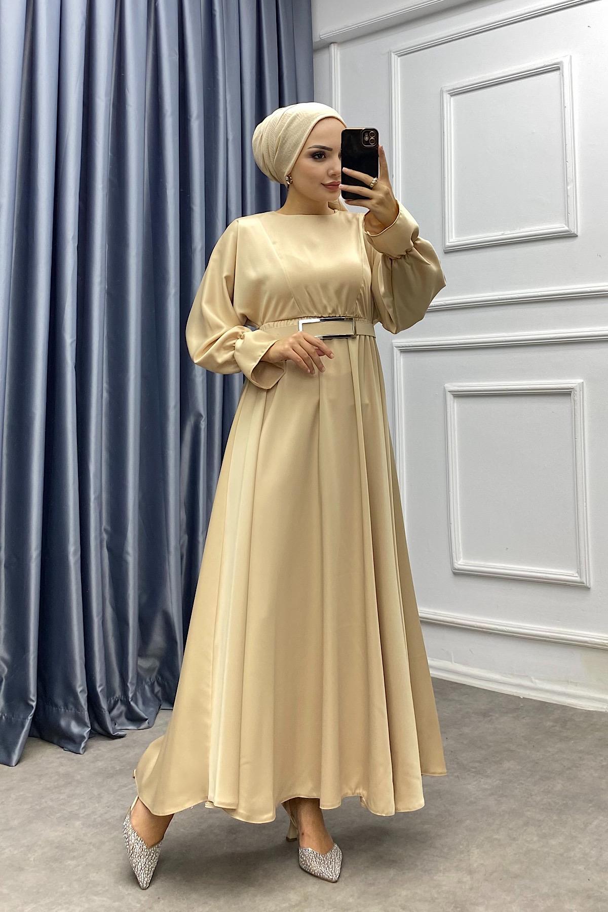 Saten Elbise Bej