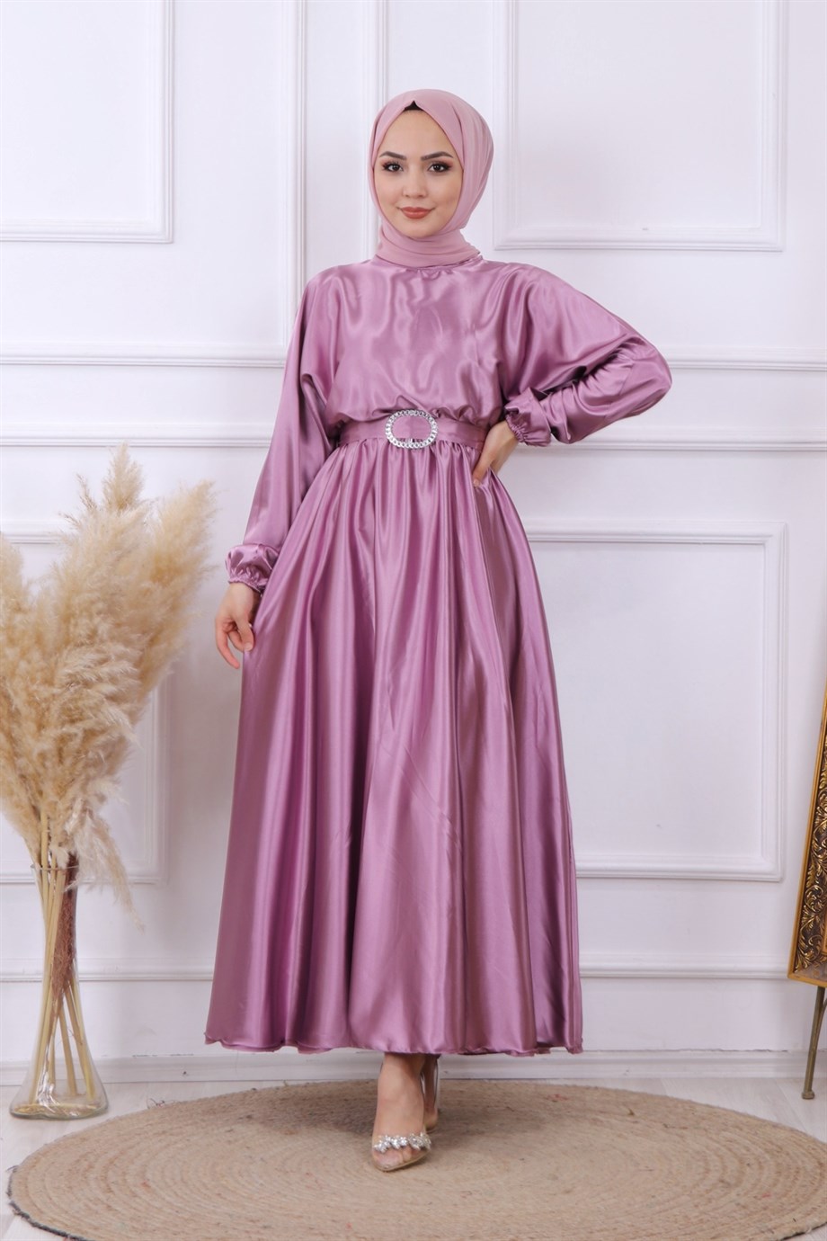 SATEN ELBİSE GÜL KURUSU