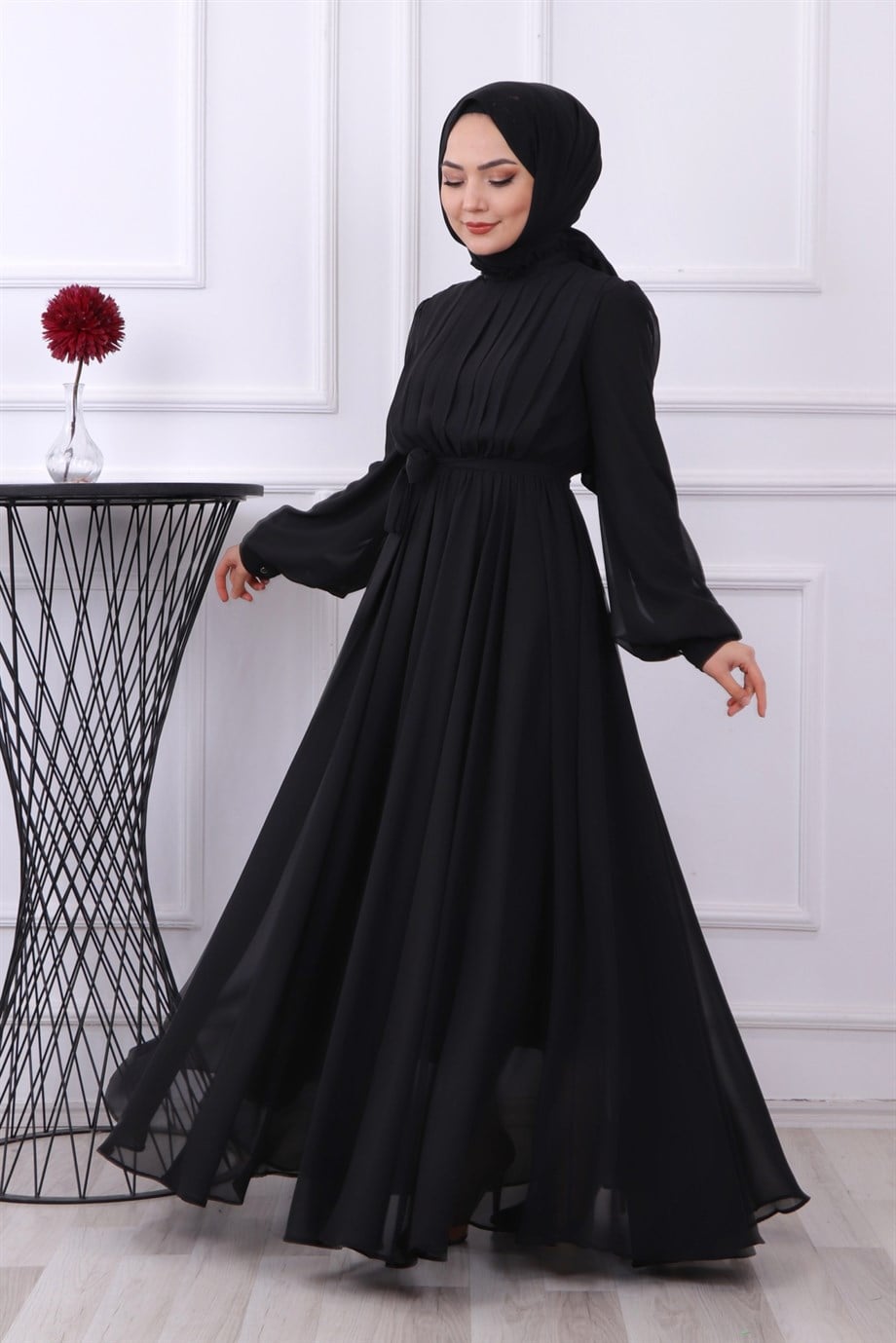 ŞİFON ELBİSE SİYAH