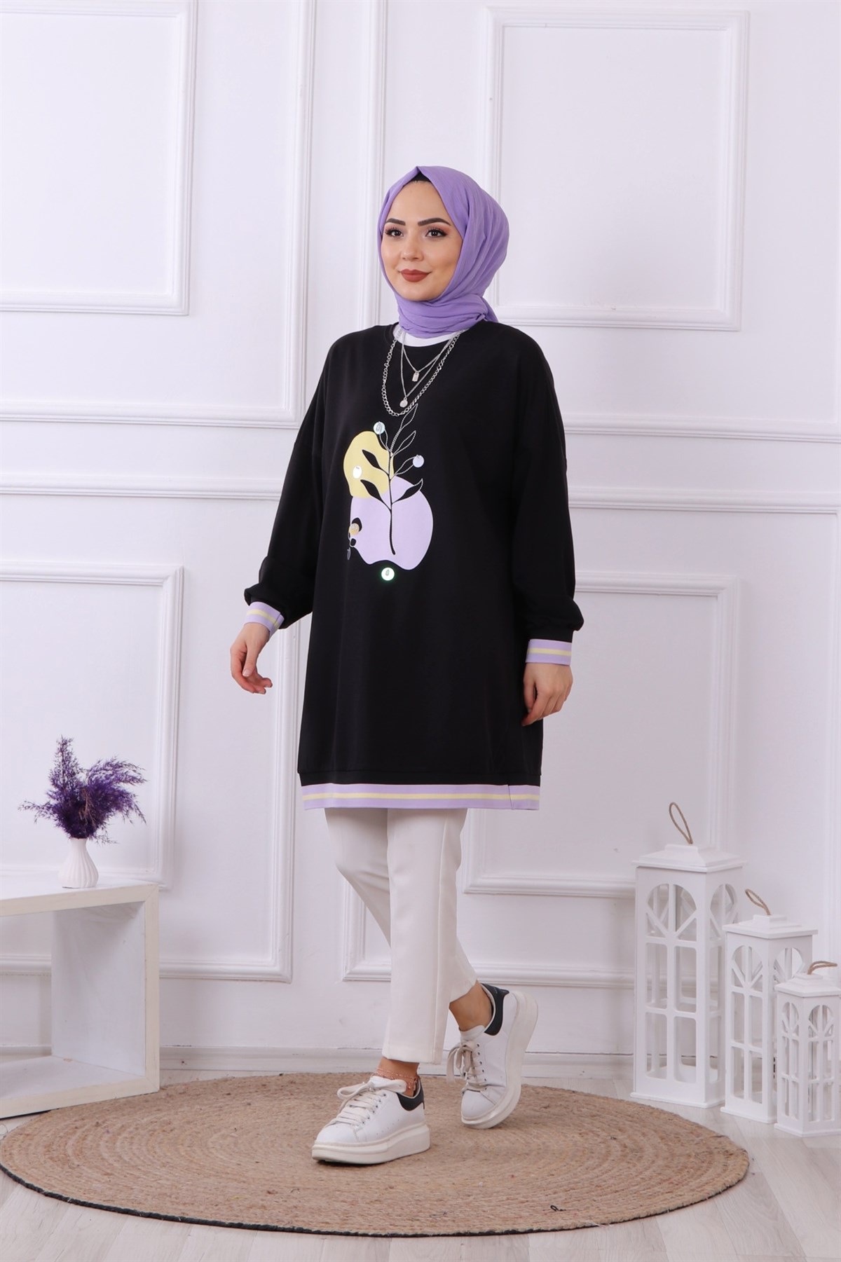 SOYUT BASKI DETAYLI SWEAT SİYAH