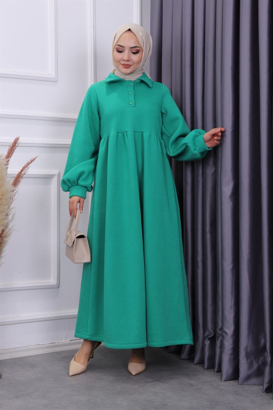 SWEAT ELBİSE YEŞİL