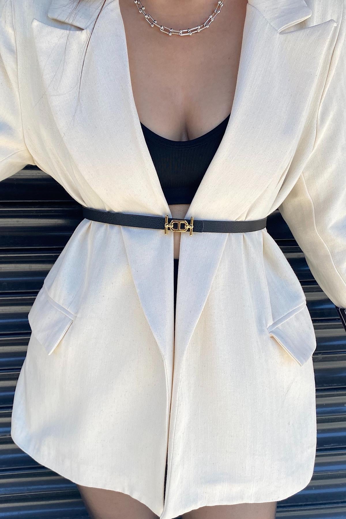 Tasarım Deri kemer Siyah