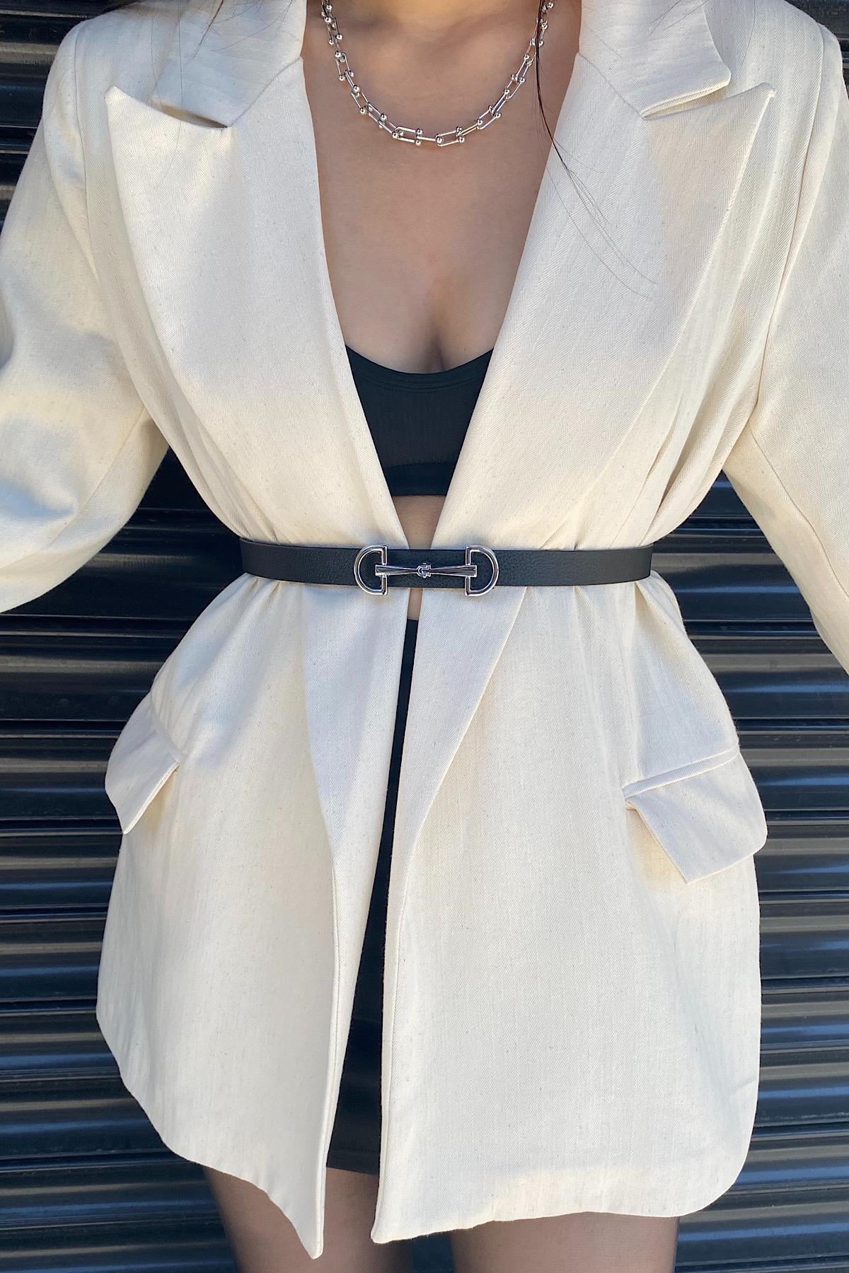 Tasarım Deri kemer Siyah