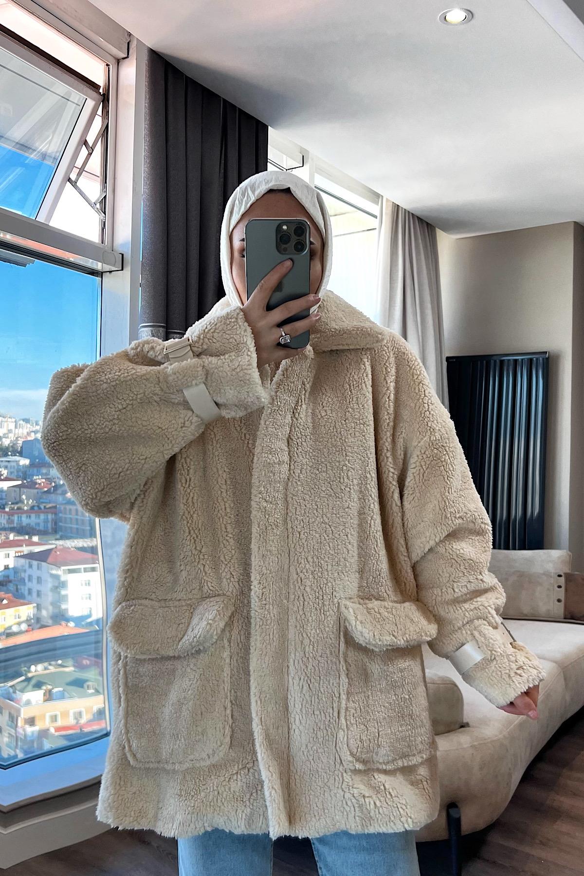 Toylor fermuarlı mont Bej