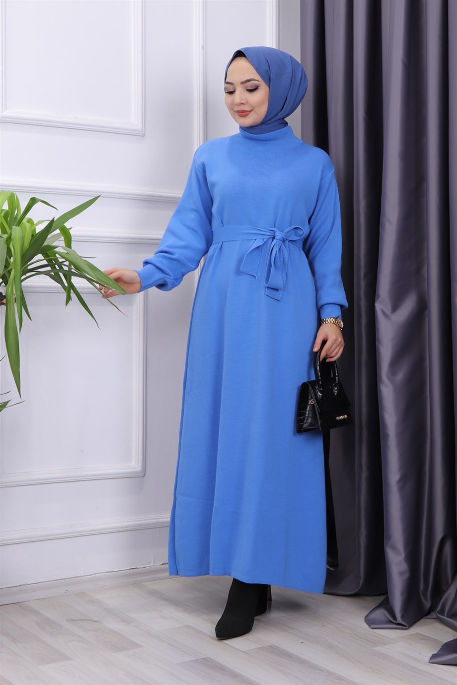 TRİKO ELBİSE MAVİ