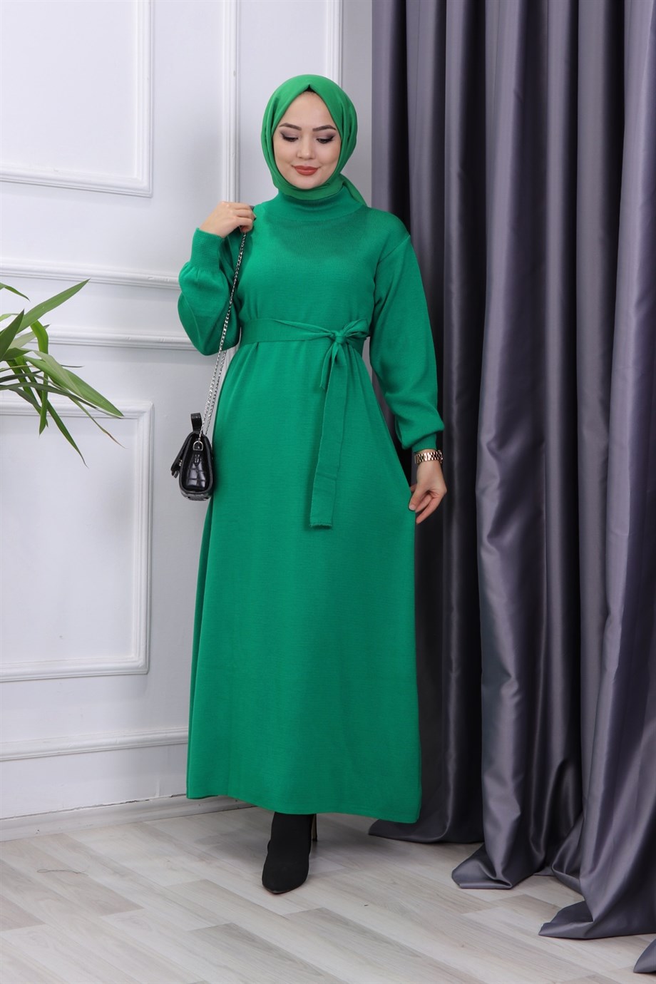 TRİKO ELBİSE YEŞİL