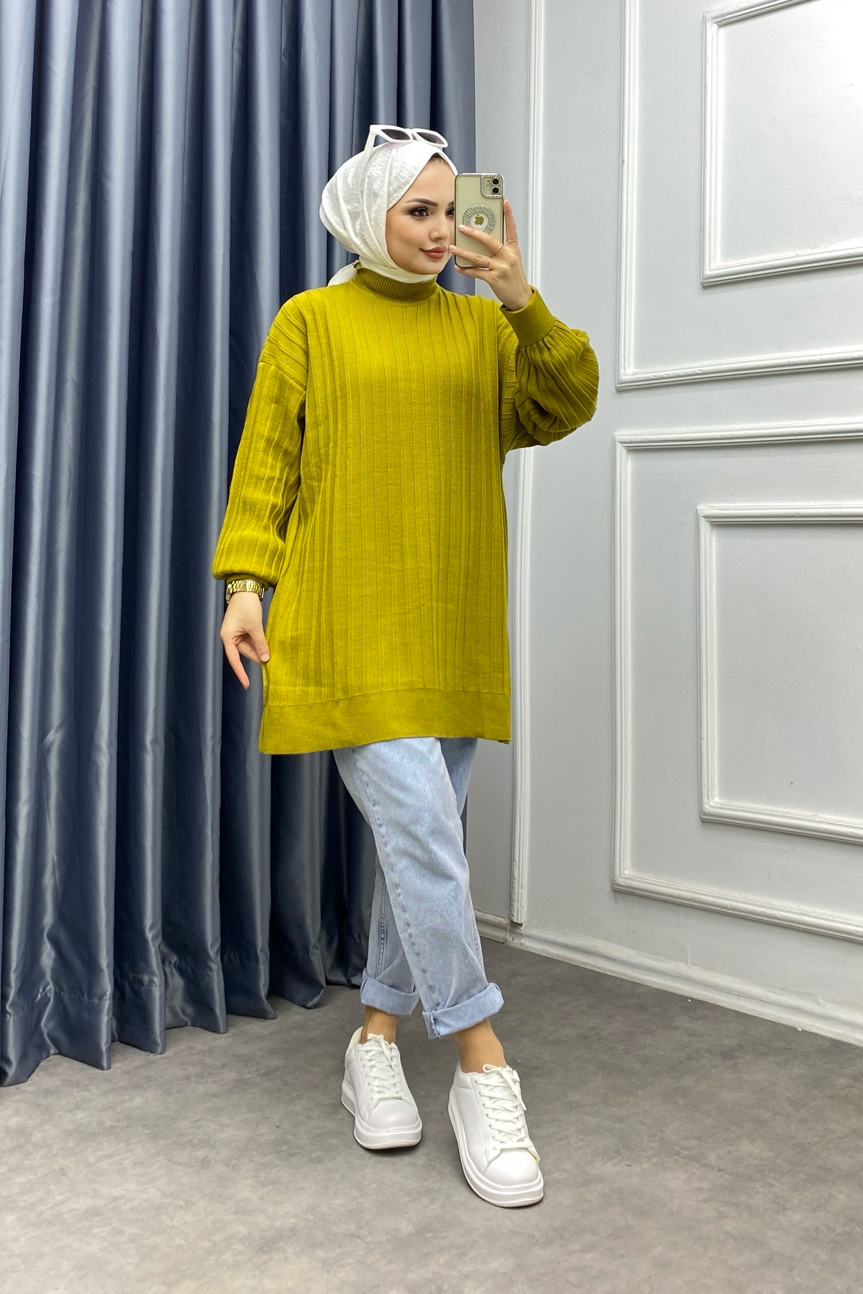 Triko Tunik Yağ yeşili