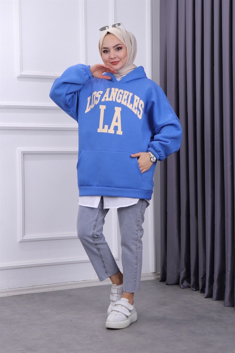 ÜÇ İPLİK KANGURU CEP SWEAT MAVİ