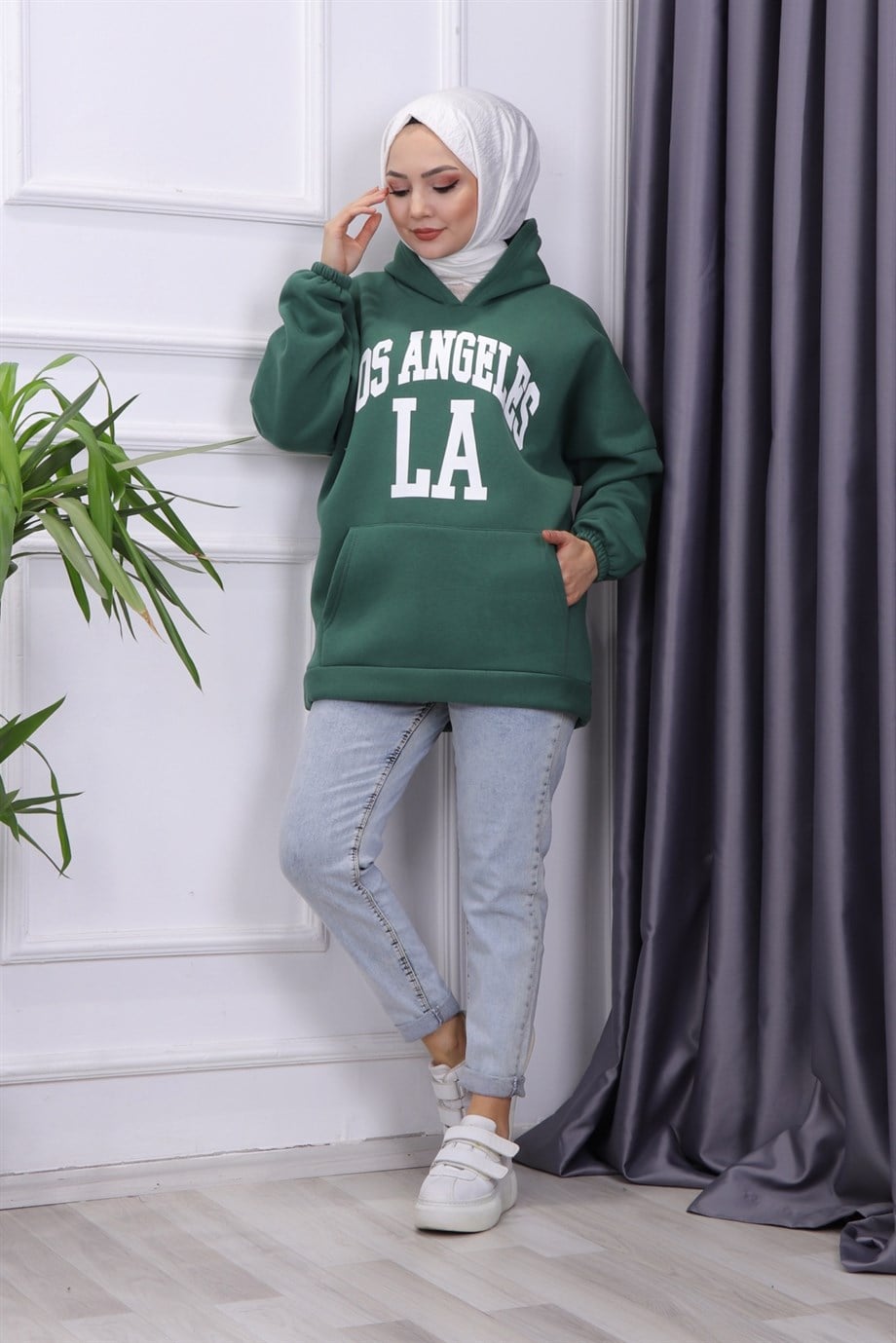 ÜÇ İPLİK KANGURU CEP SWEAT YEŞİL