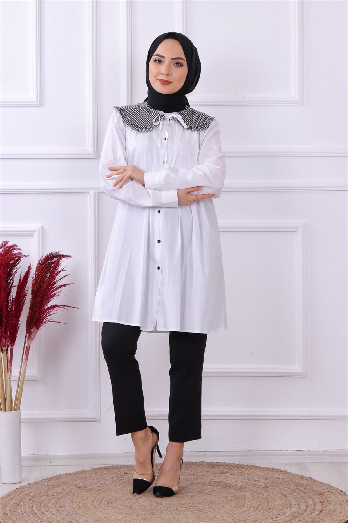 yakası ekoseli tunik