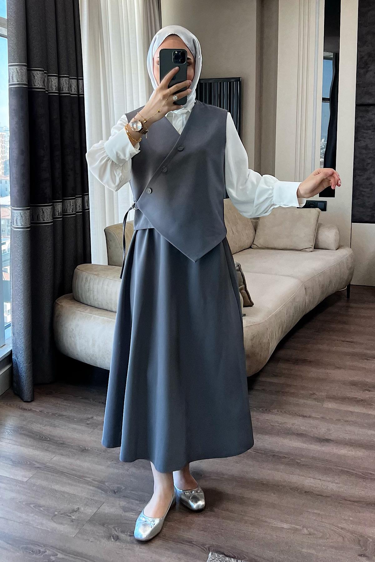 Yandan Bağlamalı takım Gri