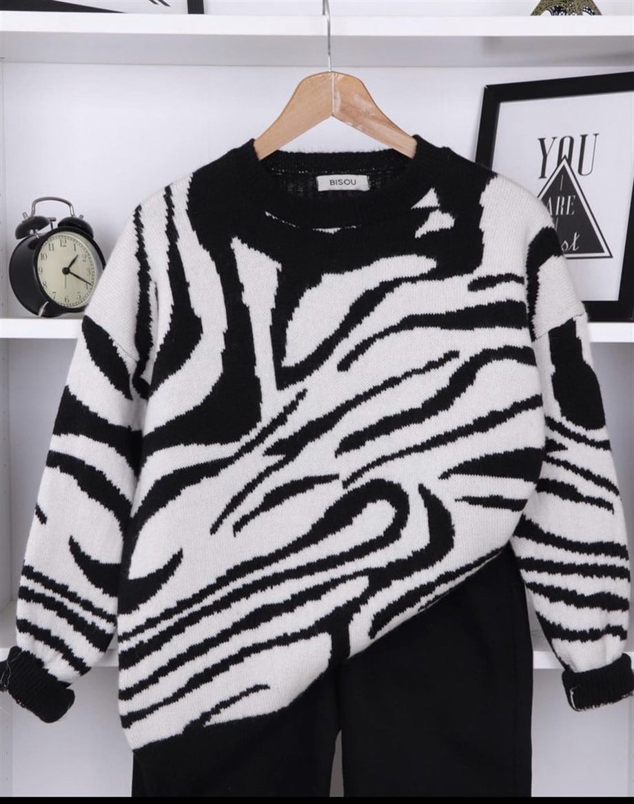 ZEBRA DESEN TRİKO KAZAK