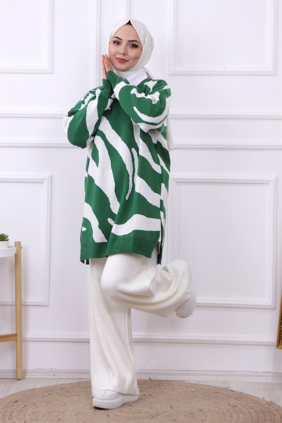 ZEBRA DESEN TUNİK YEŞİL
