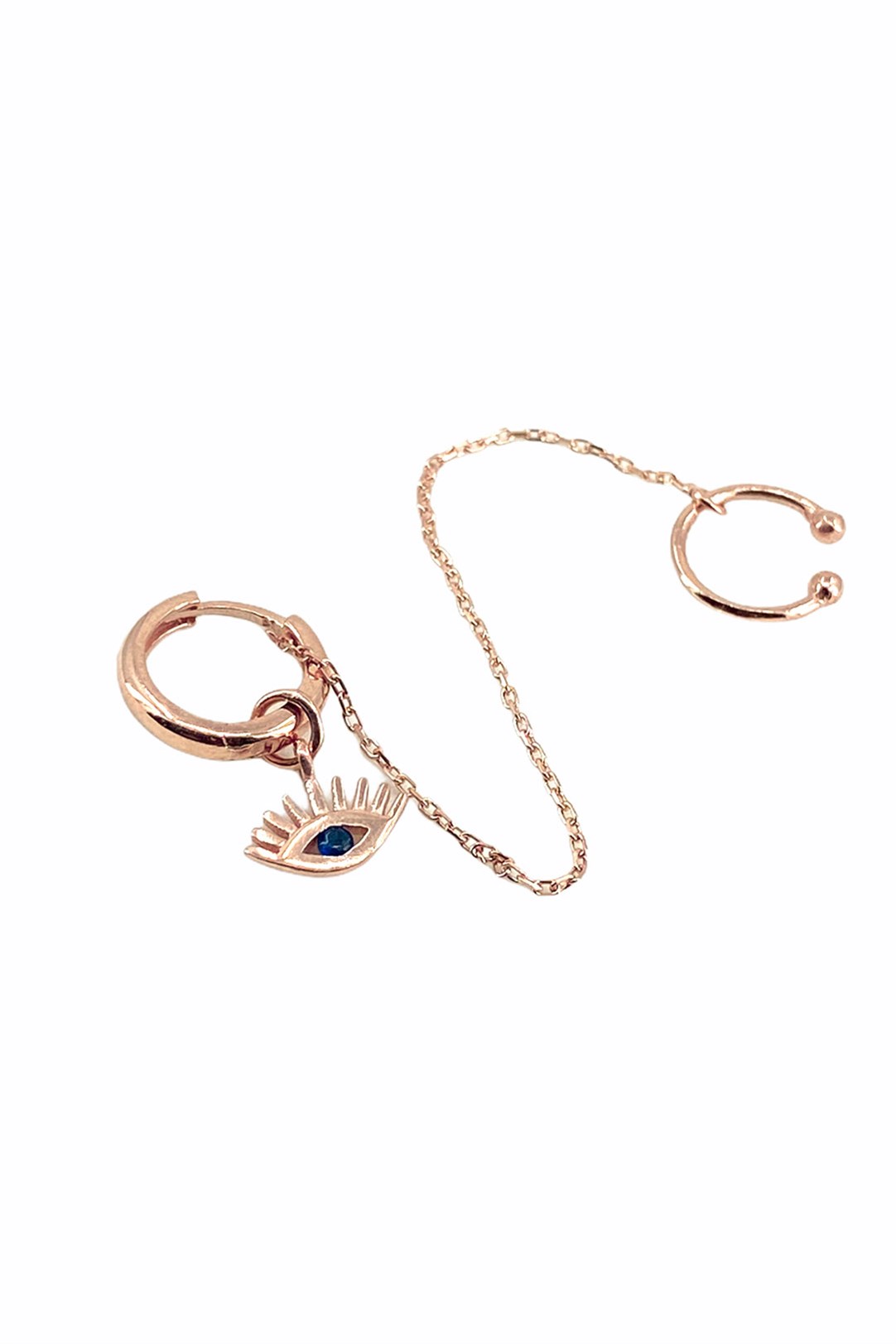 Cool Dark Blue Eye Cartilage Chain Earrings