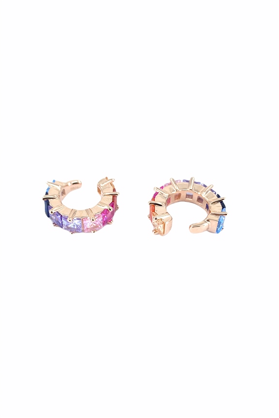 Colorful square baguette cartilage earrings