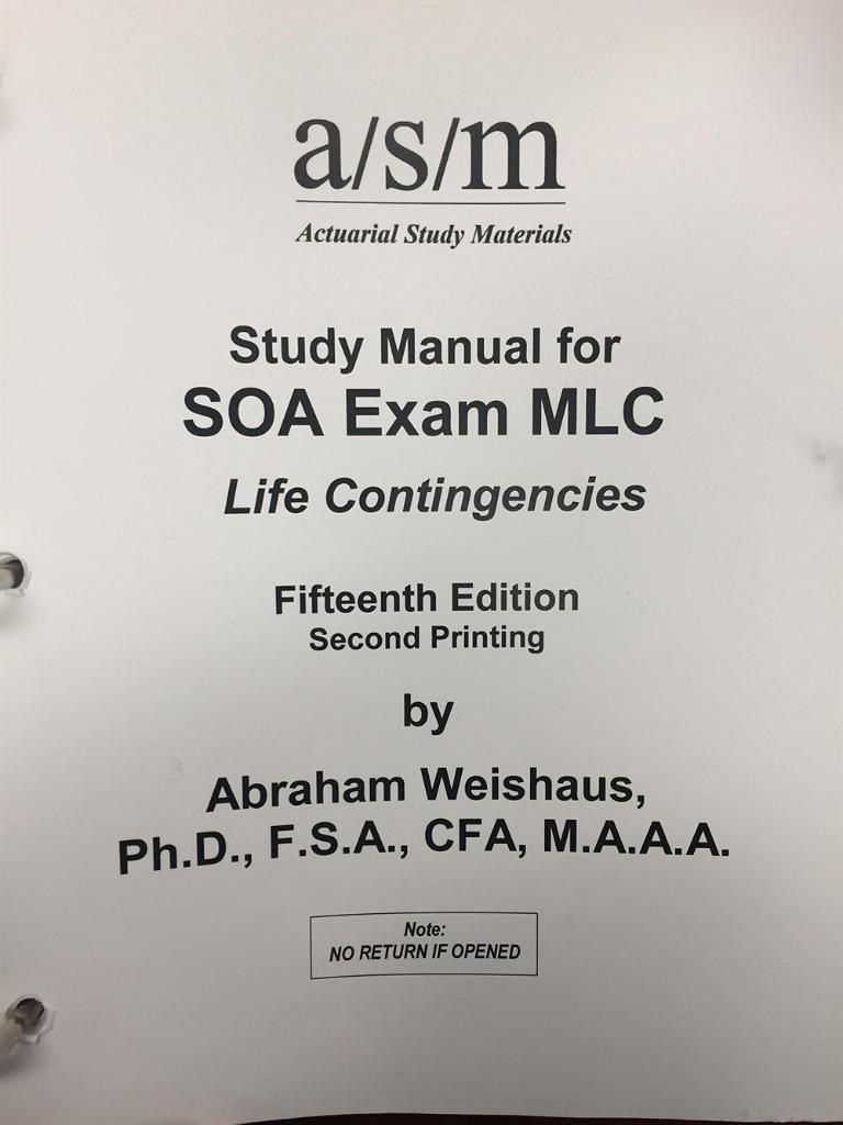 ASM study manual for SOA exam MLC life contingencies 15th