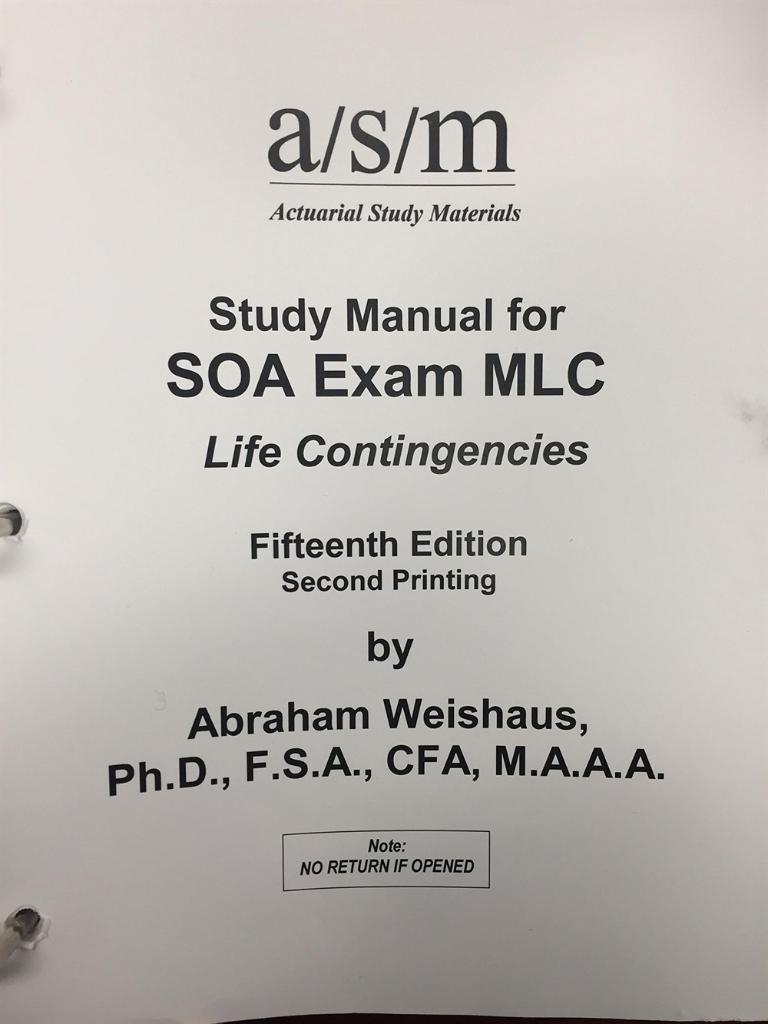 ASM study manual for SOA exam MLC life contingencies 15th