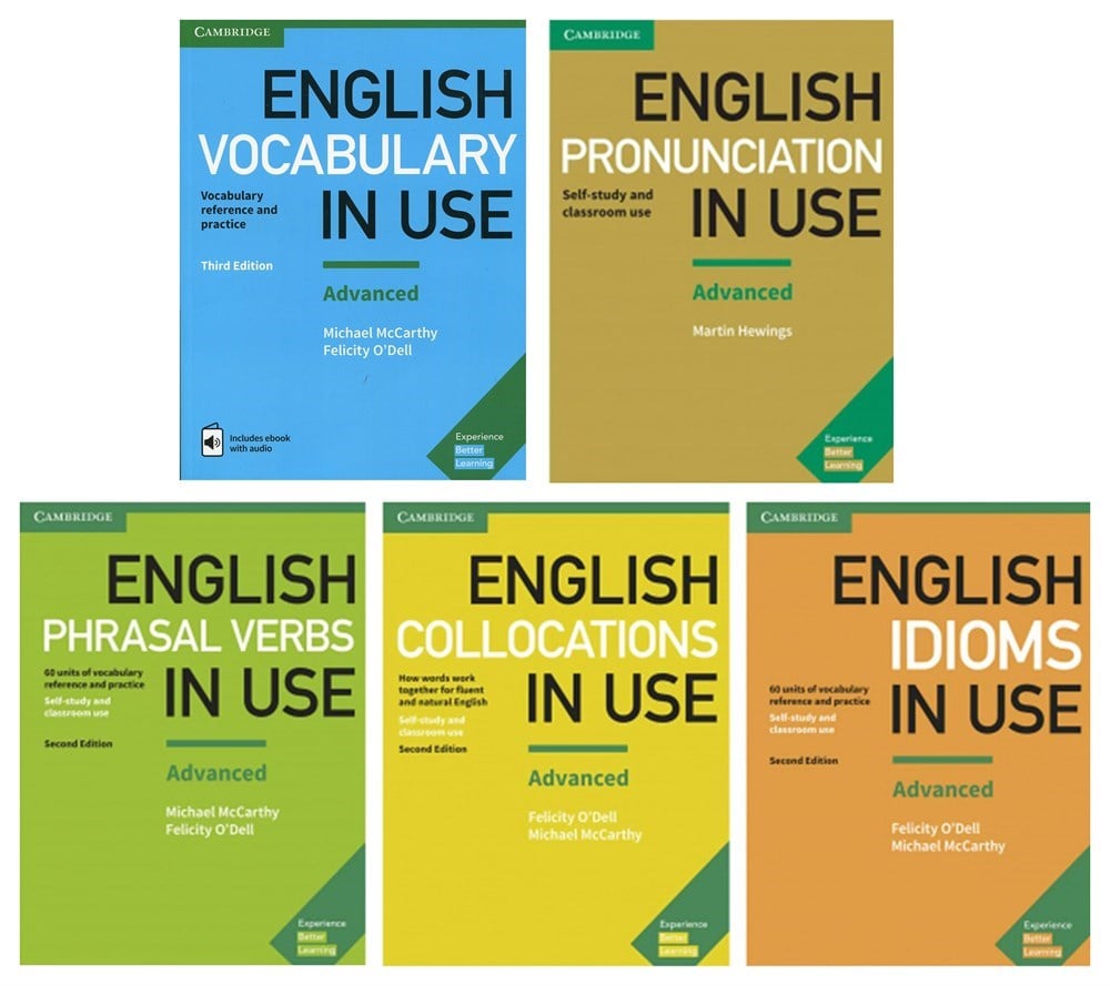 Advanced Cambridge English Vocabulary in Use Set ( Vocabulary - Pronunciation - Collocations - idioms - Phrasal Verbs )
