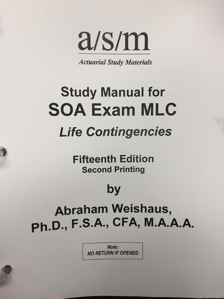 ASM study manual for SOA exam MLC life contingencies 15th