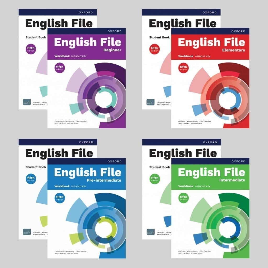 English File 5th Edition Beginner + Elementary + Pre intermediate + intermediate Student's Book + Workbook with Access Code