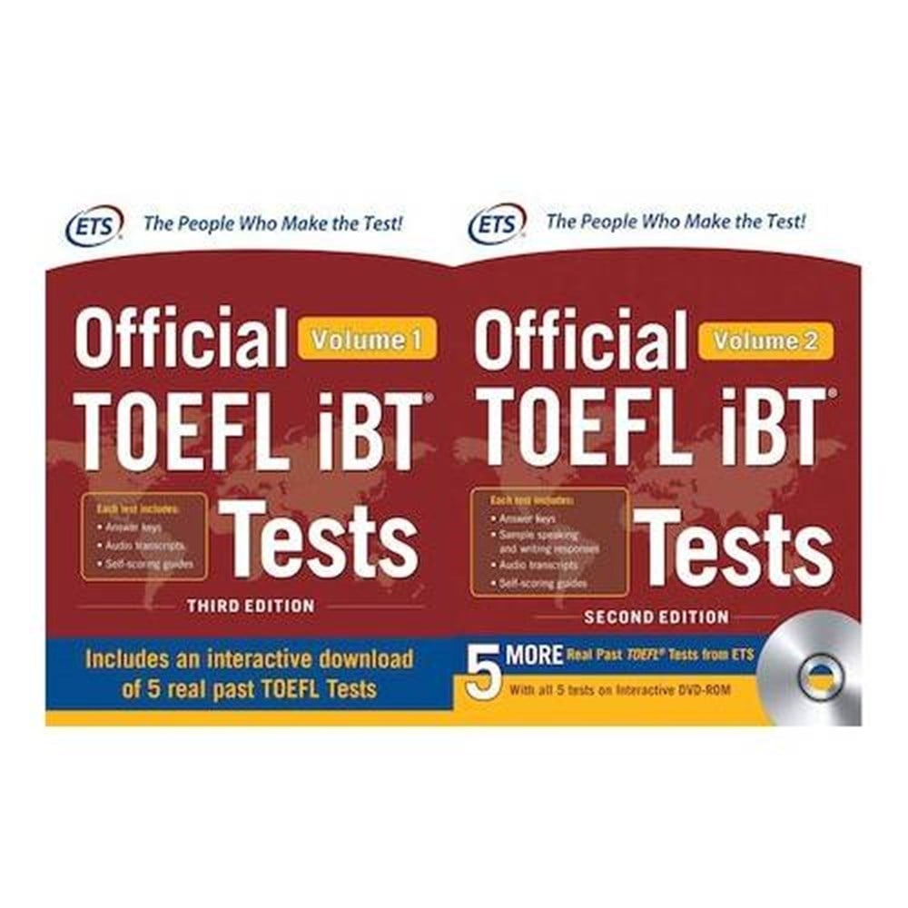 ETS official TOEFL iBT tests with audio Volume 1 (3rd Ed.) + Volume 2 (2nd Ed.)
