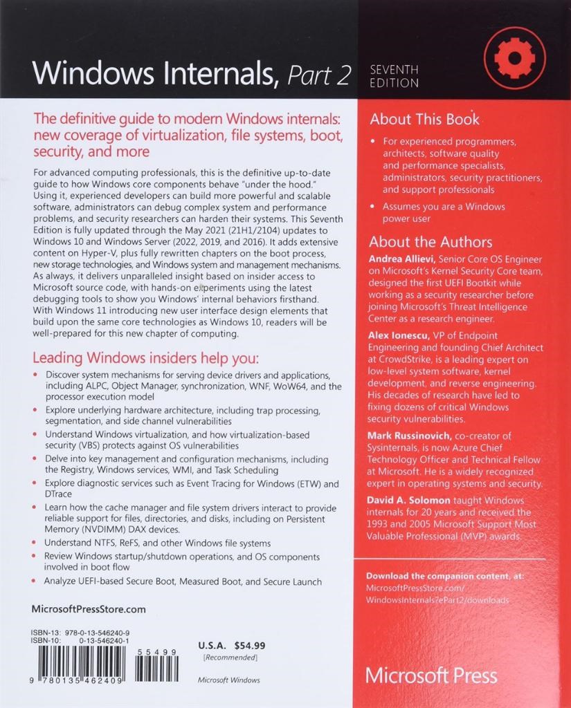 Windows Internals, Part 2 (Developer Reference) 7th Edition - İthal ...