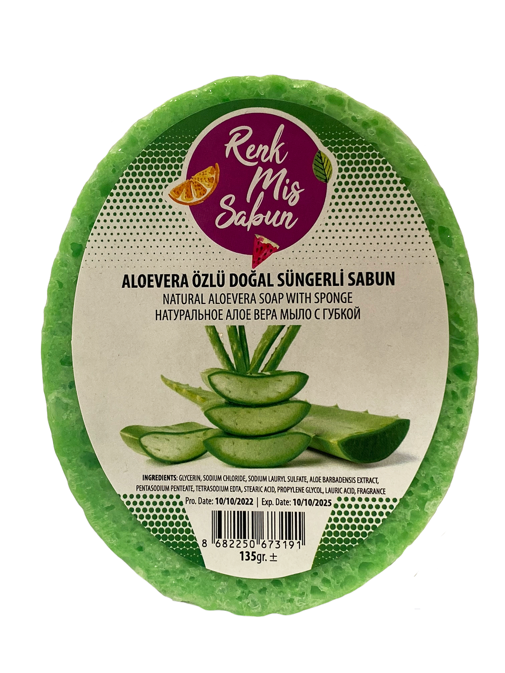 Aloe Vera Özlü Doğal Süngerli Sabun