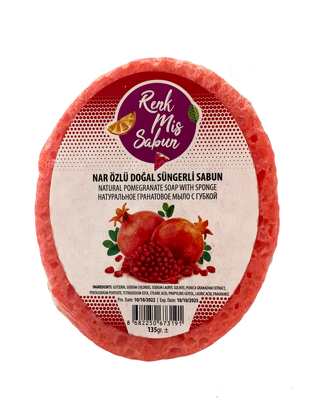 Nar Özlü Doğal Süngerli Sabun