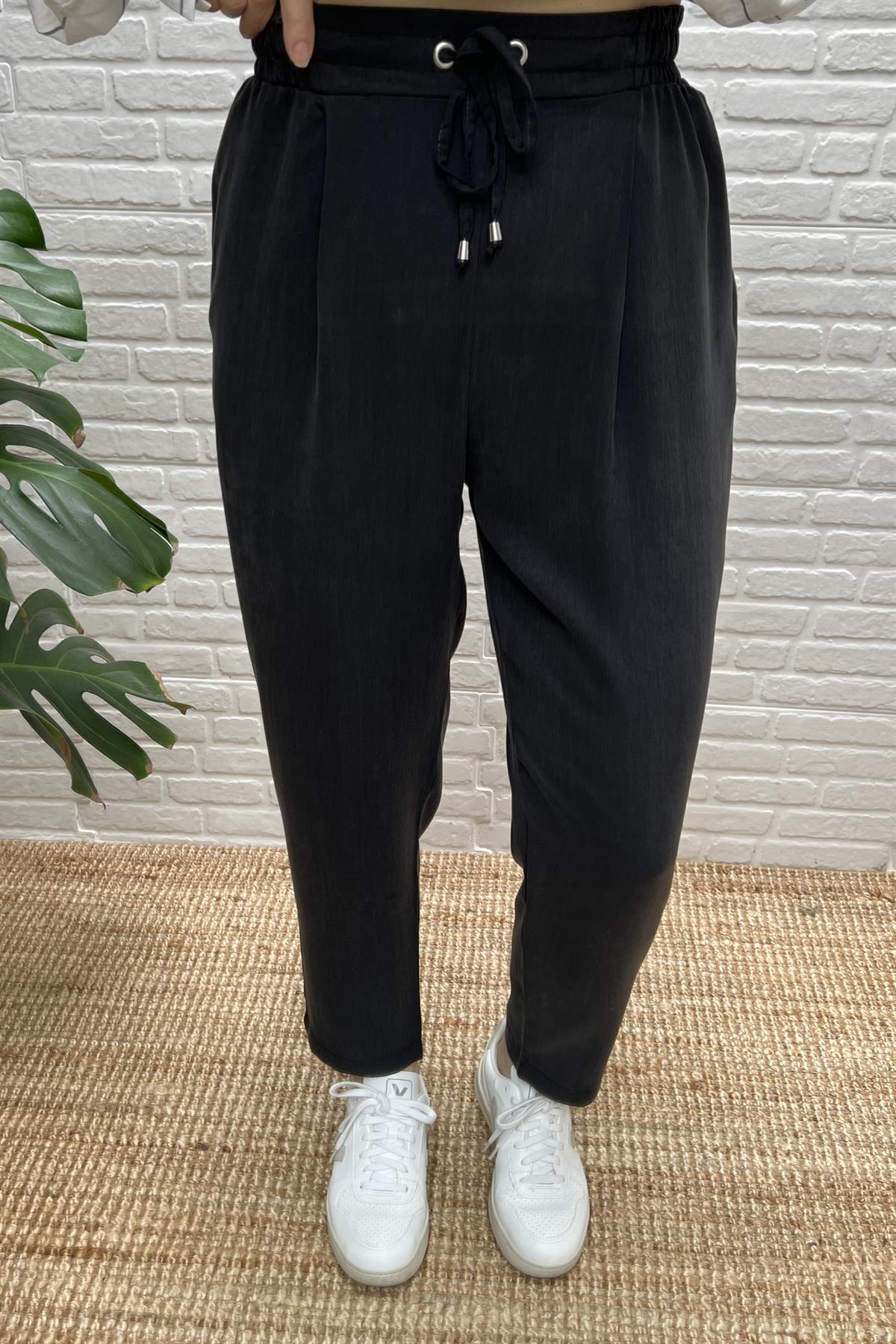 Antrasit Beli İpli Tensel Pantolon uygun fiyatlarda www.butikhola.com adresinde