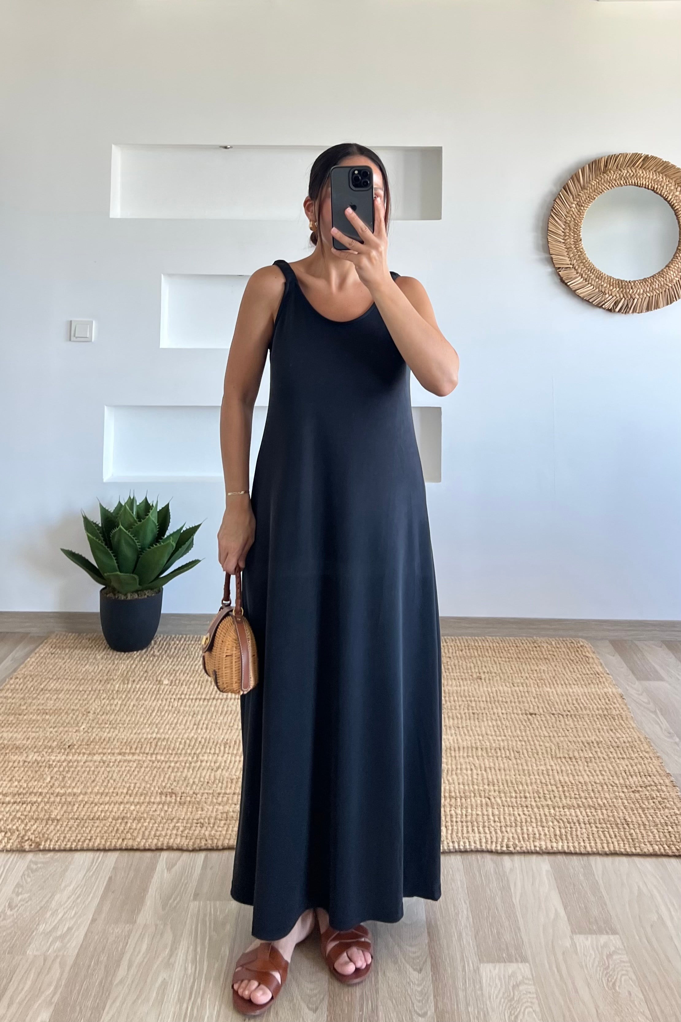 Antrasit Comfort Pike Modal Askılı Elbise uygun fiyatlarda www.butikhola.com adresinde