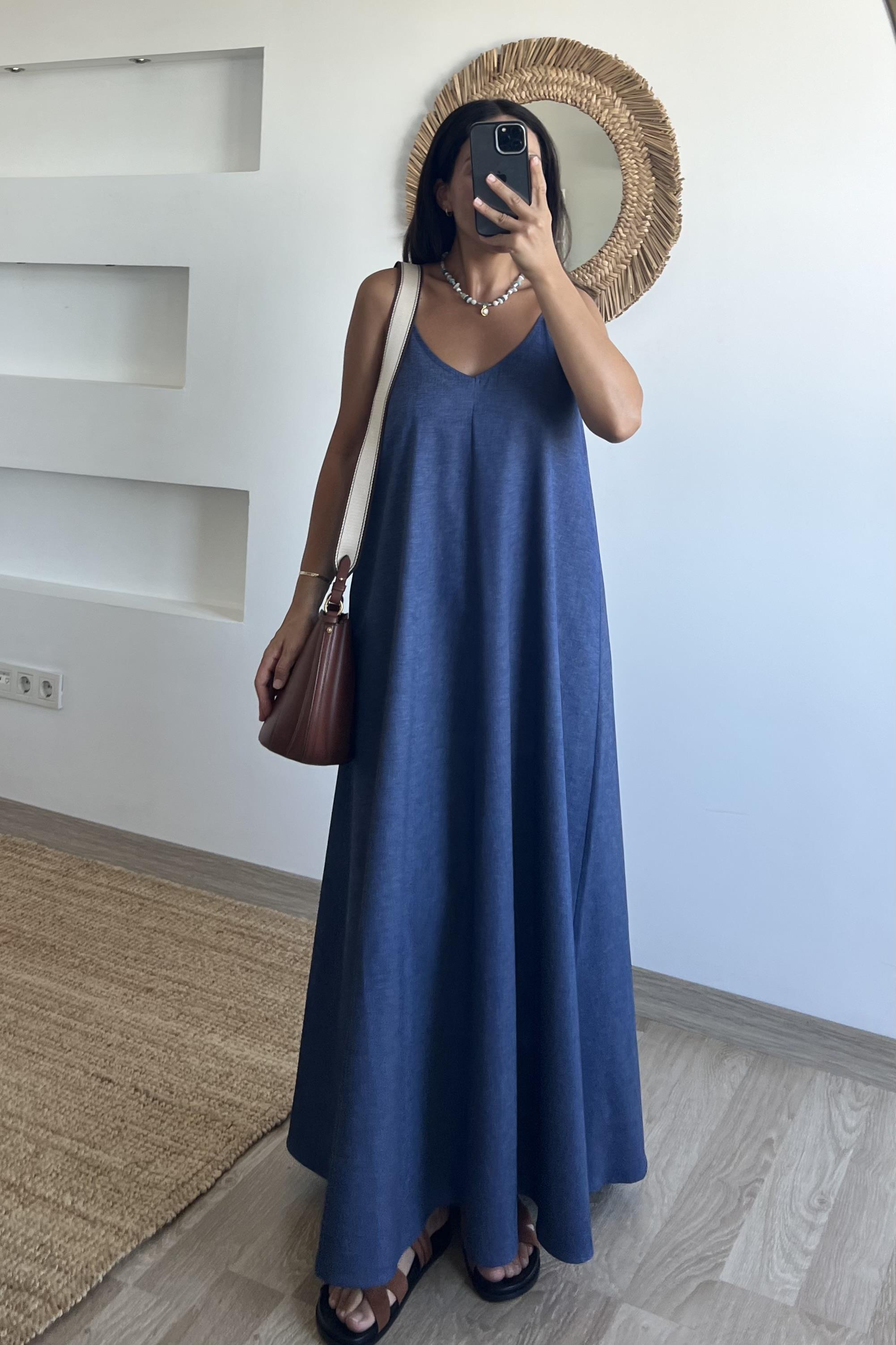 Ayarlanabilir Askılı Yazlık Kot Elbise uygun fiyatlarda www.butikhola.com adresinde