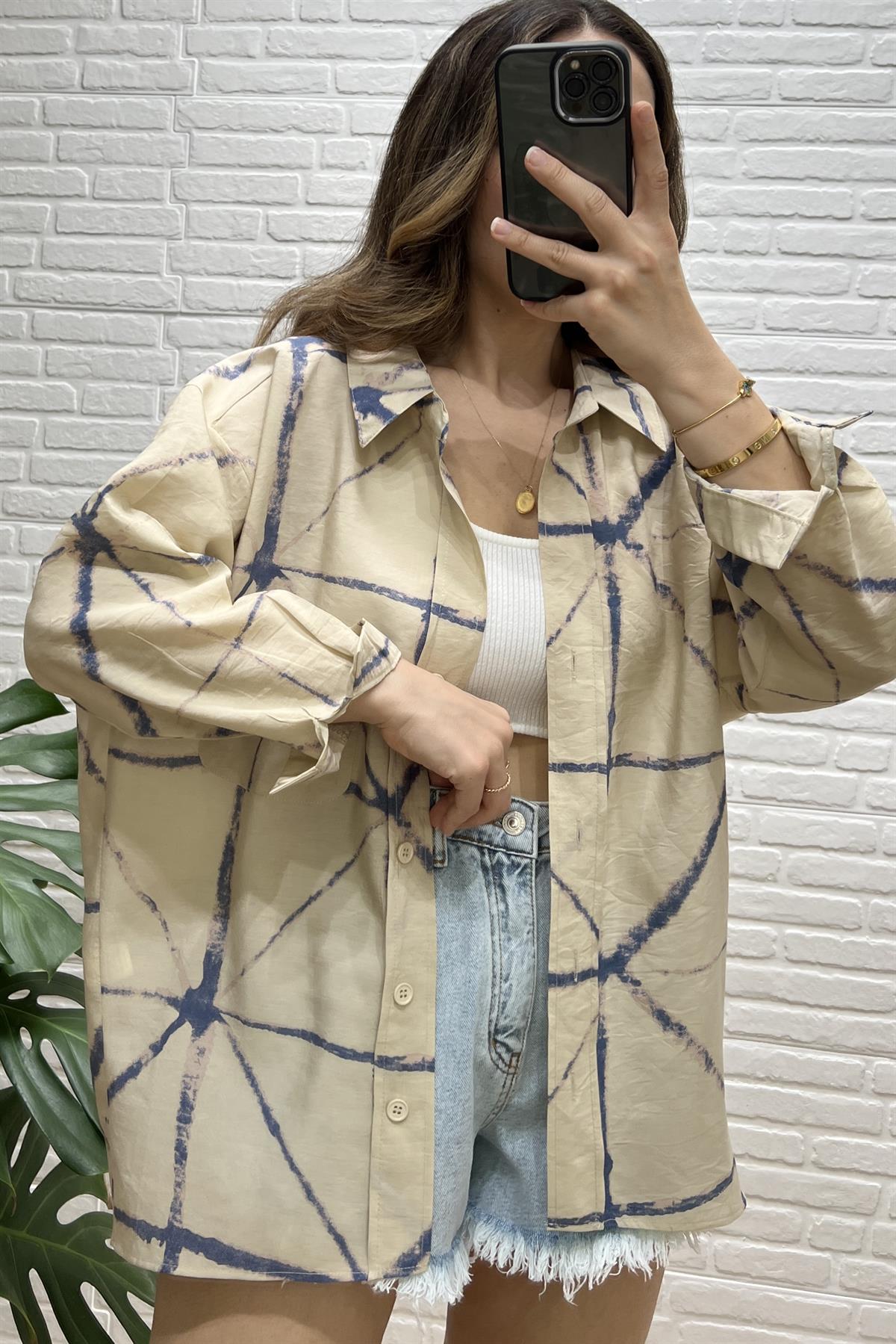 Batik Desenli Tensel Gömlek uygun fiyatlarda www.butikhola.com adresinde